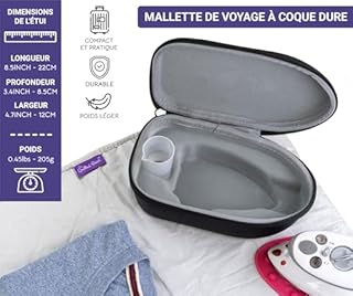 The Quilted Bear Mini Fer à Repasser - Fer a Repasser Voyage avec Céramique Vapeur & Thermostat - Petit Defroisseur Vapeur Voyage Pour la Couture, Artisanat ou Transfer (Boîtier Noir)