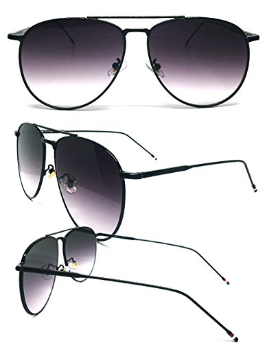 97025-1 Premium Oversized Flat Aviator Sunglass (FADE BLACK, 61)2