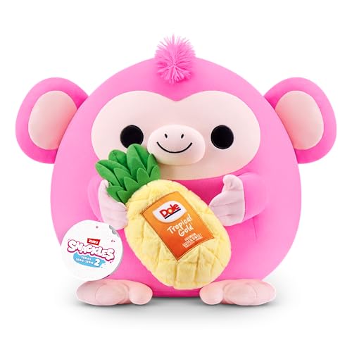 Snackles Series 2 8-inch by ZURU Cuddly Squishy Comfort 8-inch Plush with Licensed Snack Brand Accessory (Monkey&Dole Pinapple)