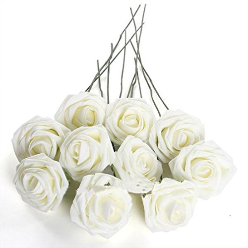 Gankmachine 50Pcs PE Foam Rose Artificial Flowers Hotel Wedding Office Garden Decoration Simulation Fake Flowers