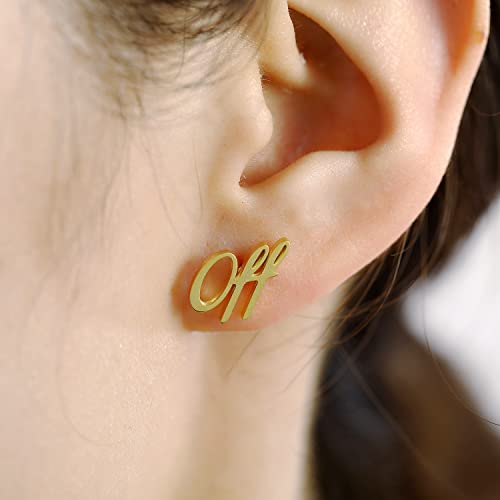 Gold Silver Rose Gold Fuck Off Stud Earrings 3Tone4