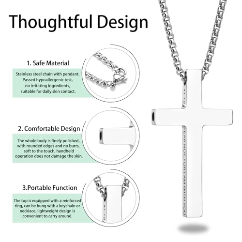 Cross Breathing Necklace for Women Men Quit Stop Smoking Stainless Steel Inspirational Bible Verse Anxiety Relief Mindfulness Jewelry for Stress Relief Christian Meditation Gift2