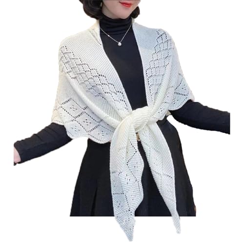 Triangle Knitted Scarf Hollow Out Shawls and Wraps Lightweight Scarves for Year-round