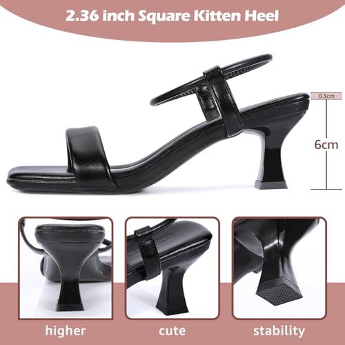Trakxy Women Square Toe Sandal Comfortable Open Toe Kitten Heel Ankle Strappy Sandal3