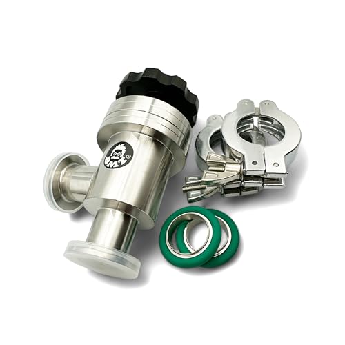 bmotiontech Manual Right Angle Valve, Bellow Seal Valve, with ISO-KF KF25 Flange + 2 Sets Aluminum Wing nut Clamps + Centering Rings + FKM O-Rings (KF25 90°Angle Valve)