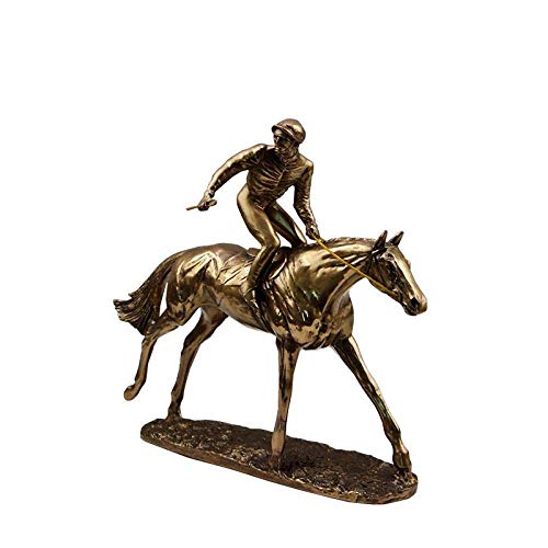 Course de chevaux statue en résine et cuivre moulé objet de collection H3TF5J