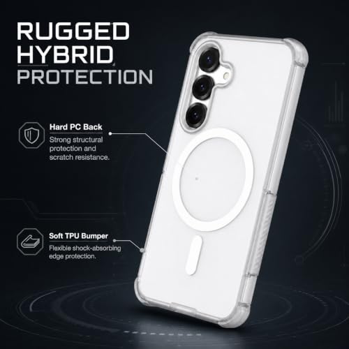 Image of MagPro Armor Case for Samsung Galaxy S25 | Strong MagSafe Compatible Cover, Rugged Hybrid Protection, Hard PC Back, Soft TPU Bumper, Shockproof, Scratch Resistant | Grey
