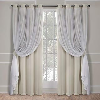 Exclusive Home Curtains Catarina Layered Solid Blackout and Sheer Window Curtain Panel Pair