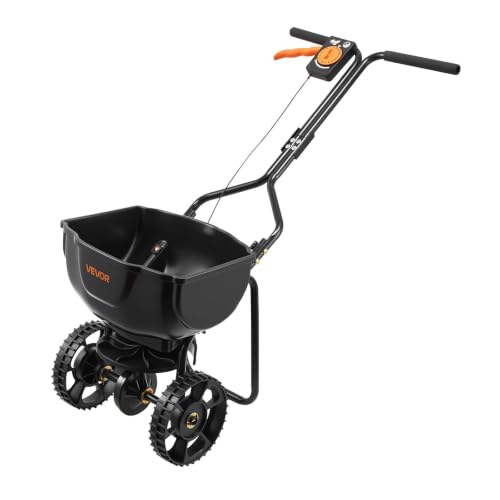 Image of VEVOR Broadcast Spreader 15 lbs Capacity Hopper Walk-Behind Push Spreader | For Lawn & Garden Small Home Use, 9.8 ft Spreading Width, 10 inch All-Terrain Tires, Adjustable Flow Control for Fertilizer Seed | For Lawn & Garden Small Home Use, 9.8 ft Spreading Width, 10 inch All-Terrain Tires, Adjustable Flow Control for Fertilizer Seed