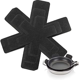 Newthinking Pot and Pan Protectors, Kitchen Pot Protection, 12 Pack 3 Different Size Protecting Pots and Pans Separators Pads, Adapted for Stacking Various Types of Pan (Black)