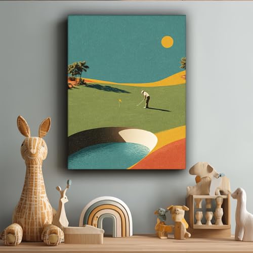 Peinture minimaliste de golfeur : une toile artistique haut de gamme