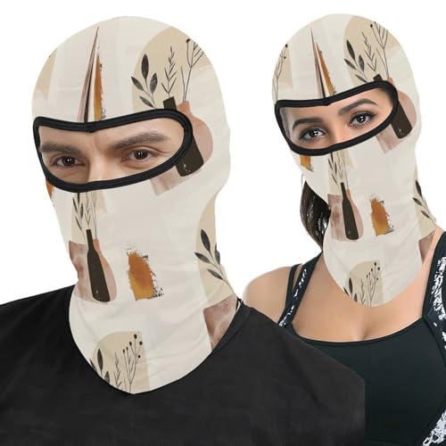 Pasamontaña térmico para hombre y mujer, máscara facial estampada en beige y marrón, ideal para esquí, motocicleta y clima frío miniatura 1