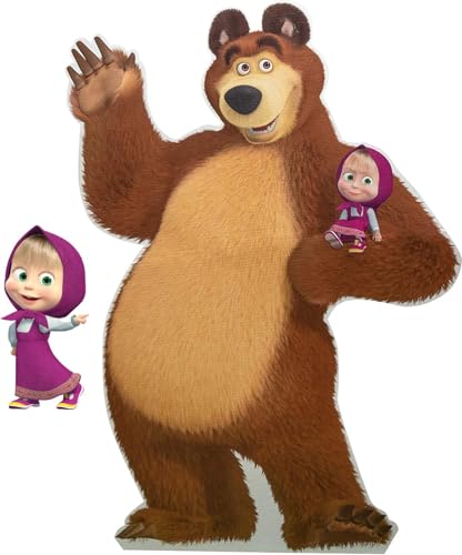 TV Cartoon Masha and The Bear Wall Sticker Self Adhesive Wall Sticker Kids Room Living Room Multicolor Masha-12 x18 Inch, Bear-18"x26" Inch-Vinyl