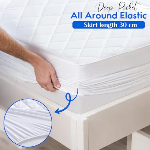Protector de colchón King transpirable cómodo y acolchado para cama grande 5