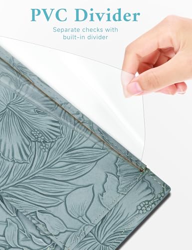 Image of Zreal Checkbook Cover for Men & Women Snakeskin Pattern, Light Blue, 7.0 x 3.5 x 0.35 inches, Minimalist