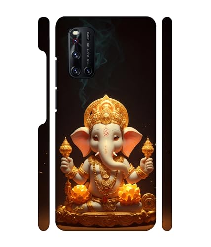 Image of Lord ''Ganesha''-(Golden) Printed Hard Mobile Back Cover & Case for Vivo V19, Designer | Protective & Premium Cover & Case