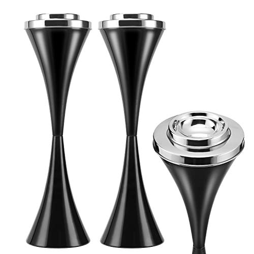 Anfrere 2 Pack Standing Ashtray Outdoor for Patio, Large & Tall Outside Ashtrays for Cigarette Butt Receptacle Disposal, Commercial Metal Smokers Cigar Ash Tray Container with Lid, C21BK