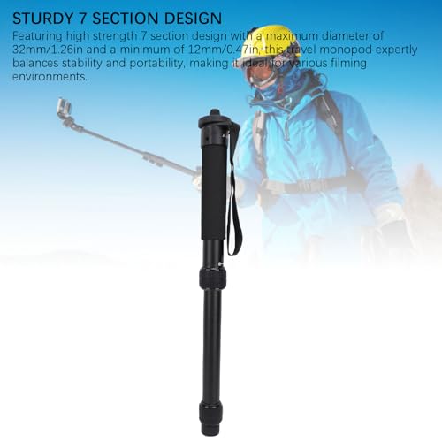 ZenithAur Monopié de viaje construcción ligera de aluminio, carga máxima de 5 kg/extensión de 155 cm, diseño telescópico de 7 secciones para cámaras DSLR, un monopié de - imagen 5