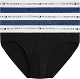 Tommy Hilfiger 3p Brief Um0um03875 Breve, Negro (Blk/BLU JN/AG Sea), L Hombre