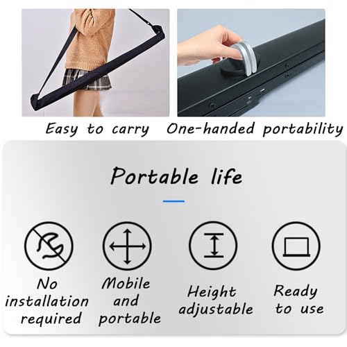 Pantalla de proyección portátil de 30 pulgadas, interior y exterior, manual, sin arrugas, plegable, tela de poliéster, formato 16:9 HD con funda de transporte (30in/4:3) miniatura 5
