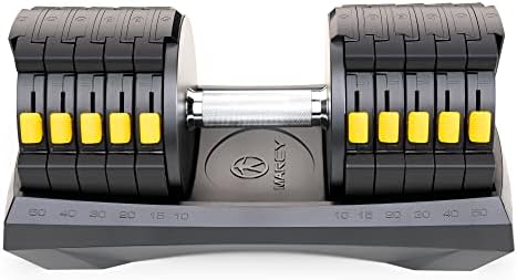 Marcy Adjustable Dumbbell System 6 Dumbbells-in-1 up to 50lbs, Si...