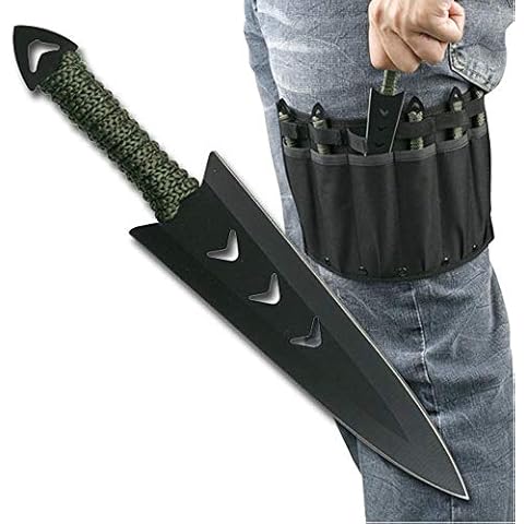 Snake Eye Tactical Throwing Knife Set 6 inch with Nylon Sheath 6PC Set (Black) Cover