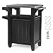Keter Unity Indoor Outdoor BBQ Entertainment Storage Table/Prep Station with Metal Top, Graphite