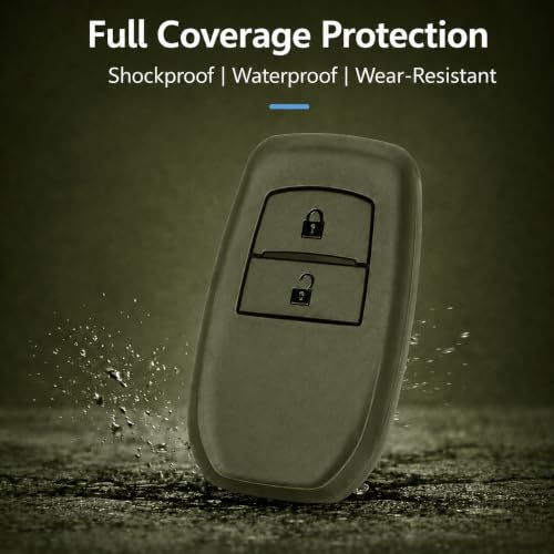 Image of JVCV Soft TPU Cover Compatible with Toyota Fortuner Hilux Innova Crysta Fortuner Legender Innova HyCross Land Cruiser 2 Button Smart Key | Scratch-Resistant Case (2B Matte Green)