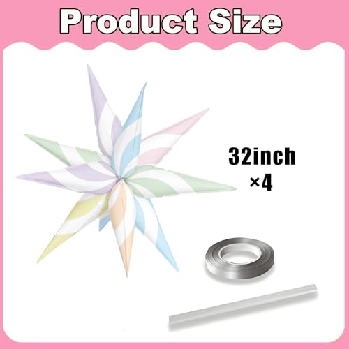 Image of 4pcs Sweet Candy Balloons Macaron Candy Balloon Explosion Star for Candy Party Decorations Christmas Party Decor for Kids Candyland Party Decoration Sweet Candy Baby Shower Supplies