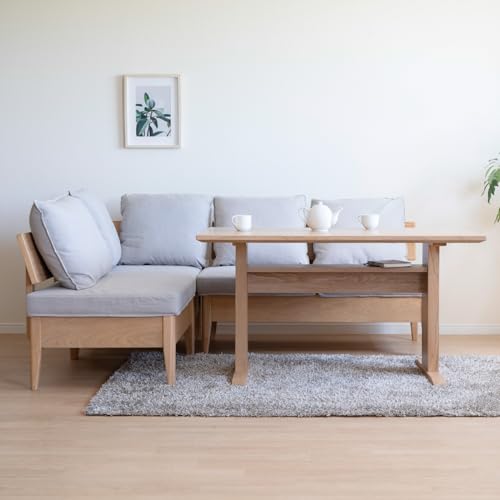 tac INTERIOR ダイニングテーブルセット4人用 木製 テーブル 幅120 高さ65p 棚付き 座面下収納 洗えるカバー 北欧 ナチュラル GRY