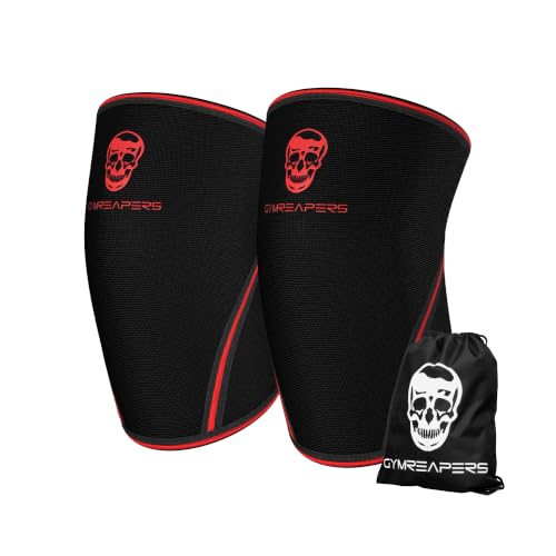 Gymreapers Knee Sleeves 1 Pair with Gym Bag - IPF Approved - Support Compression Brace for Squats Fitness Weightlifting Cross Training Powerlifting - 7MM Neoprene Sleeves - For Men & Women Bl product thumbnail 9