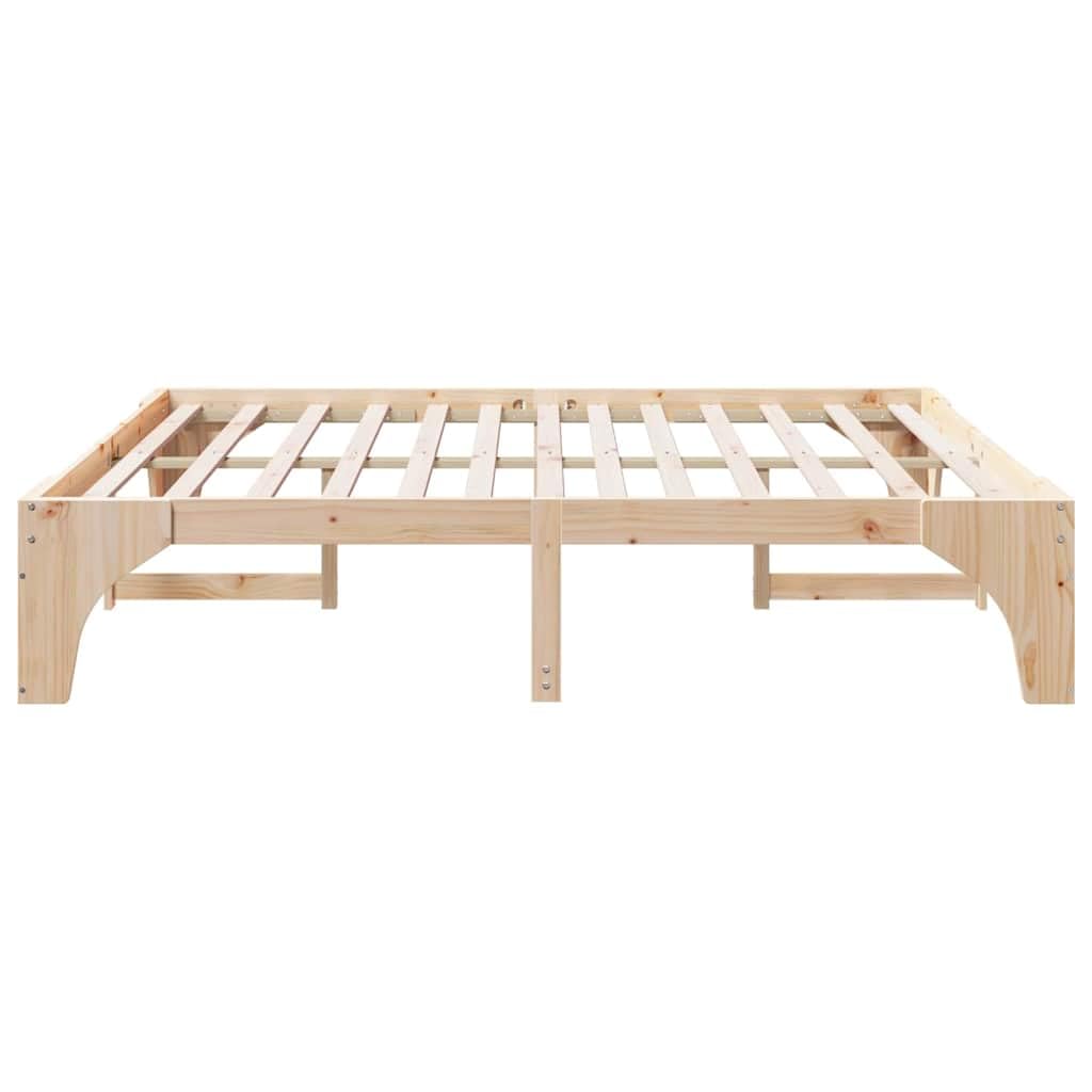 Marco de Cama en el Suelo de Madera Maciza de Pino Marrón Estructura de Perfil Bajo para Dormitorio Moderno Minimalista y Funcional con Fácil Ensamblaje y Diseño Eficiente