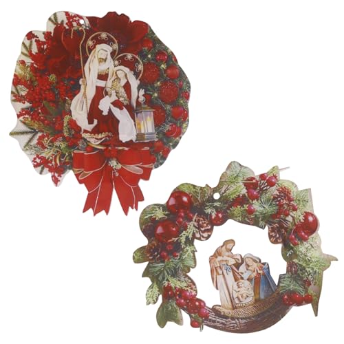 Corona de Navidad con luz, 2 guirnaldas de belén NatalJesus para árbol de Navidad, puerta delantera, jardín, casa de campo