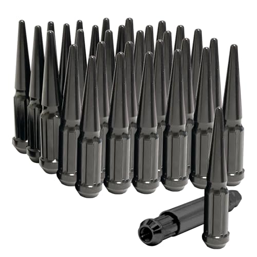 Image of 4.4 inch Spike Lug Nuts (32, Black, 9 /16 inch-18)