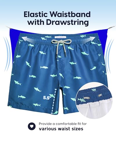 Image of maamgic Mens Swim Trunks 5 Inch with Mesh Lining, Quick Dry Mens Bathing Suit, Swim Shorts for Swimming and Beach
