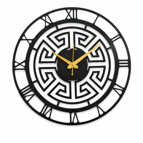 Image of 40 cm Metal Wall Clock | Silent Non-Ticking Skeleton Wall Clock | Modern Black Iron Analog Clock for Living Room, Bedroom, Hall, Office & Home Decor (Design-8)