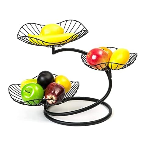 mossFlos 3-Tier Fruit Basket Holder, Decorative Fruit Bowls Stand, Easy Installation Cover