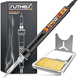 ruthex Saldatore 900 m con display a LED – 90 W – Temperatura regolabile 150 ~ 500 ℃ – fase di raffreddamento con indicatore di temperatura LED – pistola per saldatura con punta di saldatura da 900 m