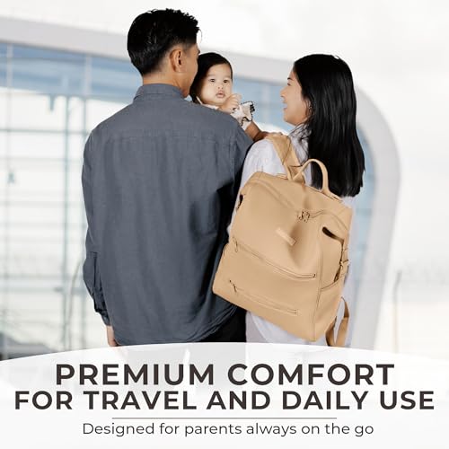 Lightweight Diaper Bag Backpack, Water-resistant Neoprene Bag With Changing Pad, Stroller Straps, Wet Bag and Pouch, Gray