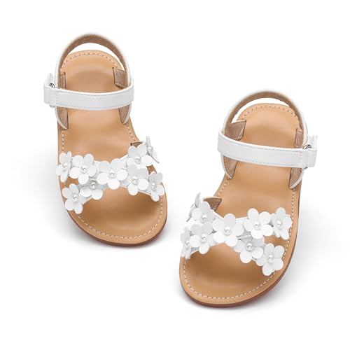 Image of PHIRAMIN Toddler Girl Sandals - Flower Girl Dress Shoes Open Toe Little Kid Wedding Party