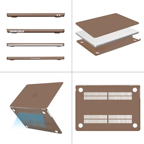 Image of MOSISO Compatible with MacBook Air 15 inch Case M4 M3 M2 2025 2024 2023 Release A3241 A3114 A2941 with Touch ID, Plastic Hard Shell Case&Keyboard Cover&Screen Protector&Storage Bag, Caramel Brown