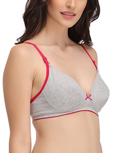 Image of Clovia Women's Cotton Rich Solid Non-Padded Demi Cup Wire Free T-Shirt Bra - Light Grey