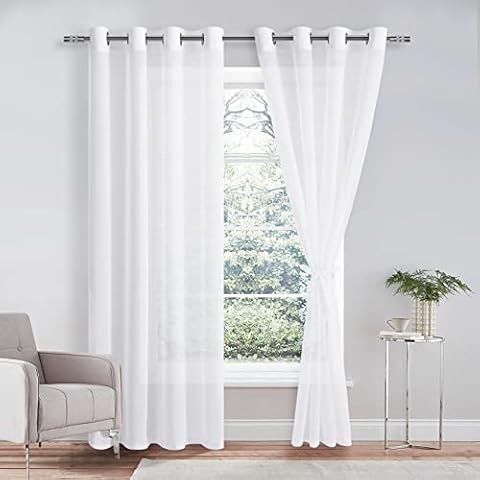 DWCN Sheer Voile Vorhang Transparente Gardine Cover