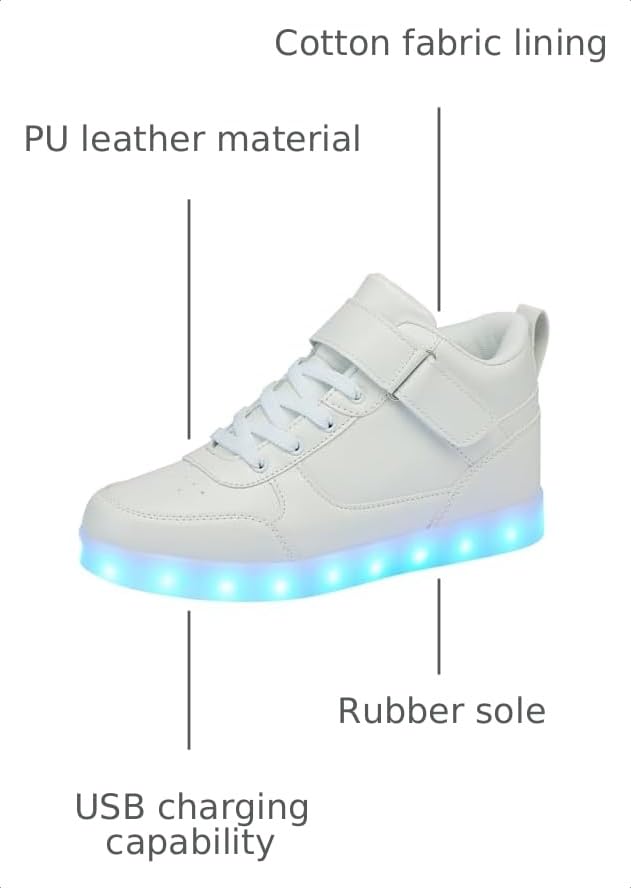 Image of SANYES LED Light Up Shoes for Men Women, USB Rechargeable High Top Glowing Sneakers, Luminous Dancing Shoes