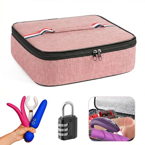 Sex Toy Storage Organizer with Locks Discreet Lockable Adult Game Toys Bag 12.5 Large Lock Toy Box Travel Bag (Pink 11.0 x 8.8 x 2.75)