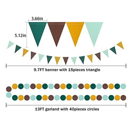 Image of Sage Green Gold Party Decorations - 30pcs Hanging Decoration Birthday Party Tissue Paper Flowers Wedding Pennant Banner Neutral Baby Shower Circle Dots Garland Engagement Tassel Bridal Shower Decor