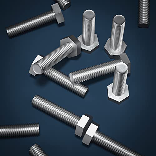 Image of 1 /4-20 x 1-3 /4 inch (5 /8 to 5 inch Optional) Hex Head Screw Bolt, Stainless Steel 18-8(304), Fully Threaded,15pcs