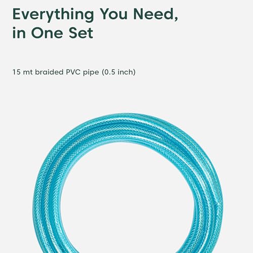 Image of Kyari Garden Hose Pipe Braided 15 Meter 0.5 Inch Without Clamps - Heavy-Duty Flexible PVC Water Pipe for Home Garden, Plants, Car Wash, Cooler Filling, Balcony & Outdoor Use