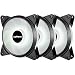 upHere 120mm 3-Pack 3-Pin High Airflow Quiet Edition White LED Case Fan for PC Cases, CPU Coolers, and Radiators T3WT3-3