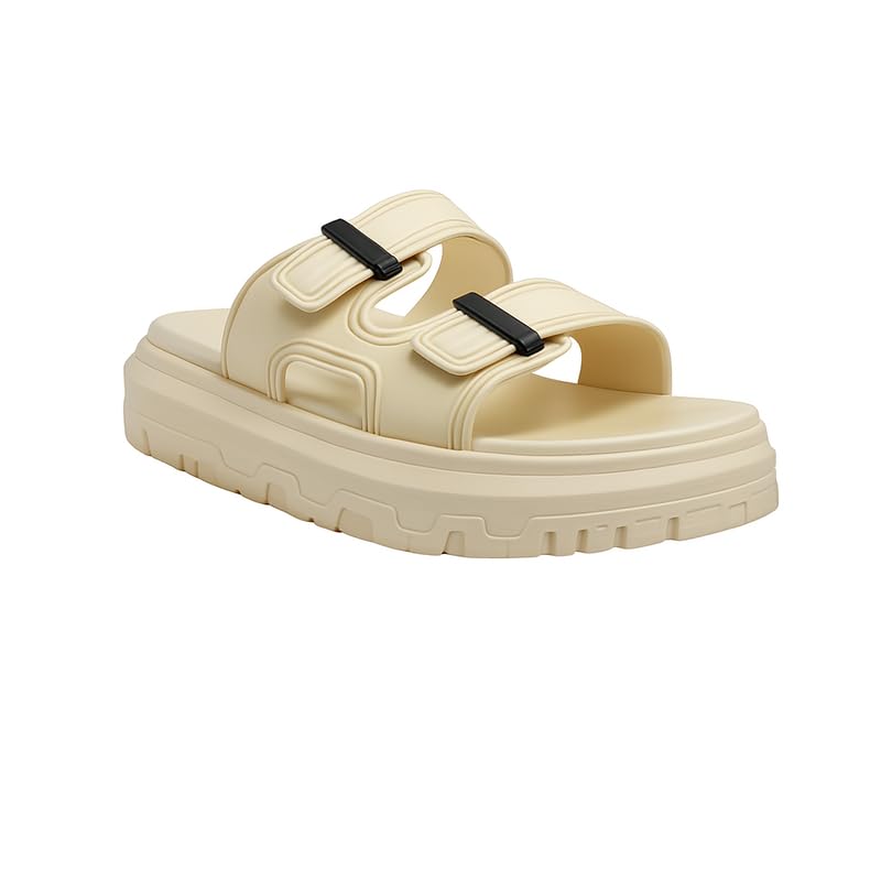 858-1 WOMEN'S Adjustable Footbed Sandals with Double Buckle Straps | Arch Support Cork Slides | Soft Cushioned Insole | Non-Slip Sole | Comfortable Summer Sandals for Travel, Beach & Casual Wear